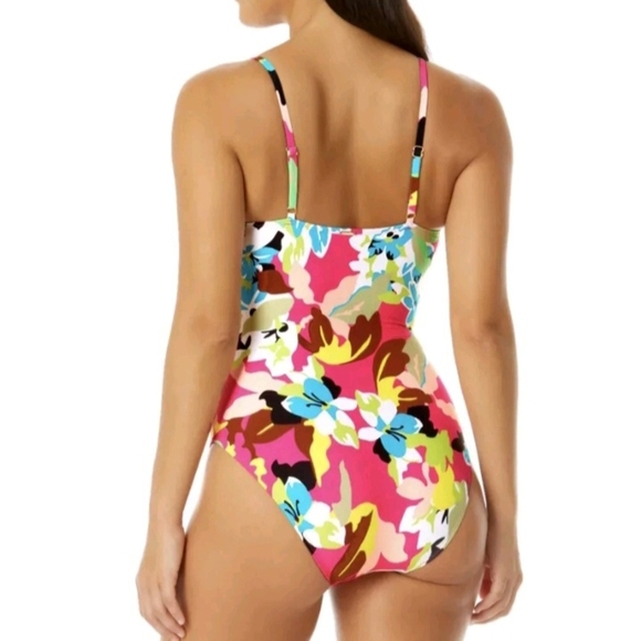Anne Cole Floral One Piece Swimsuit - Pink and Multicolor - Picture 6 of 6